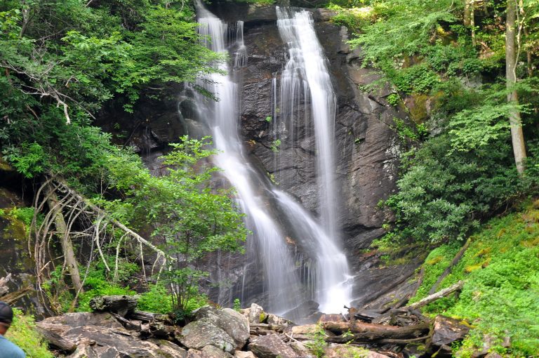 Stunning twin waterfalls at Anna Ruby Falls Trail in Georgia.