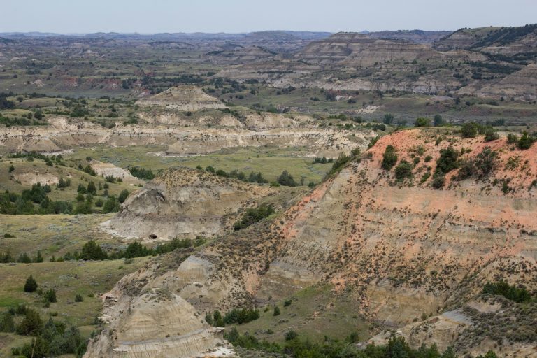 Landscape along the Maah Daah Hey Trail, a long-distance hiking trail through the badlands of North Dakota